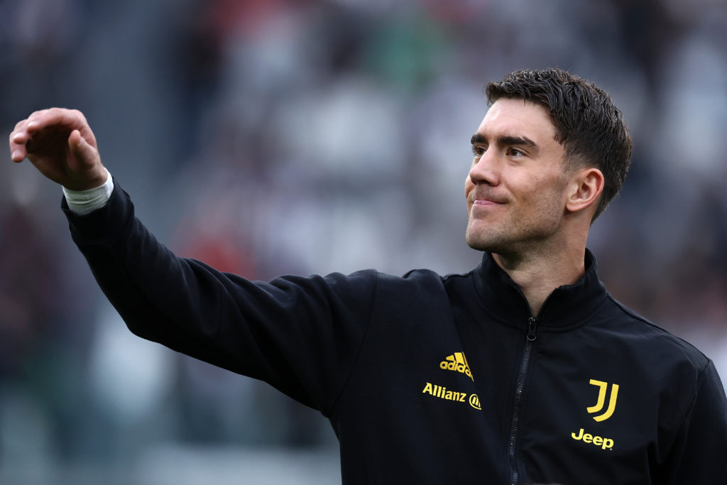 Dusan Vlahovic of Juventus Fc gestures during the Serie A