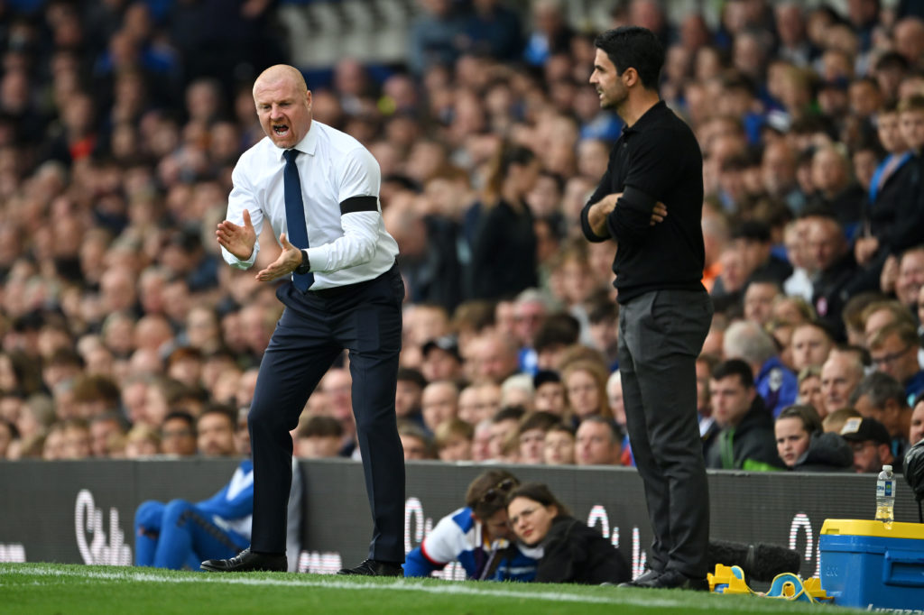 Sean Dyche and Mikel Arteta on the touchline during Everton vs Arsenal