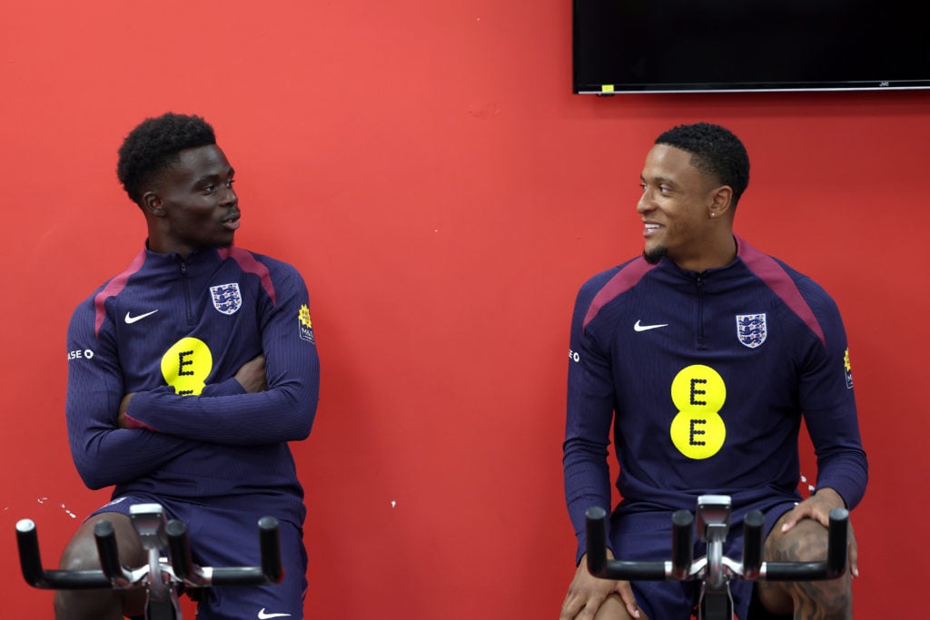 Bukayo Saka and Ezri Konsa in the England Euro 2024 Training Camp