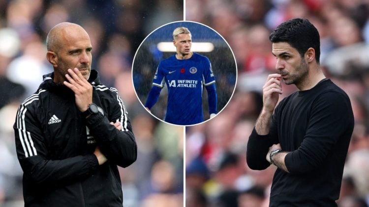 Image split in two down the centre. Left, Maresca looks on during pre season match. Right, Mikel Arteta of Arsenal reacts during a match. Inset, My...