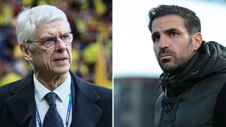Split image of Arsene Wenger, formerly of Arsenal (left), and Cesc Fabregas of Como 1907 (right).