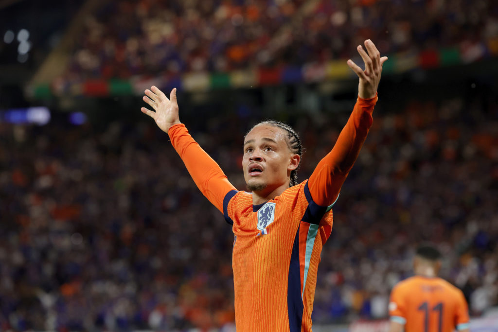 Xavi Simons in action during Holland v France in the EURO 2024 clash.