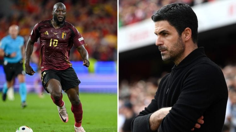 Split image of Romelu Lakaku of Belgium (left) and Mikel Arteta, manager of Arsenal (right).
