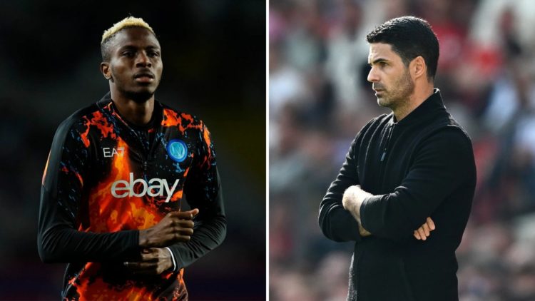 Split image of Victor Osimhen (left) and Mikel Arteta (right).