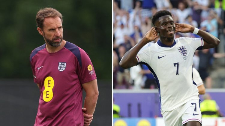 Split image of Gareth Southgate (left) and Bukayo Saka (right).