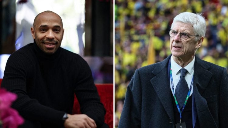 Split image of former French football player and France U21 head coach Thierry Henry (left), and former Arsenal manager Arsene Wenger (right).