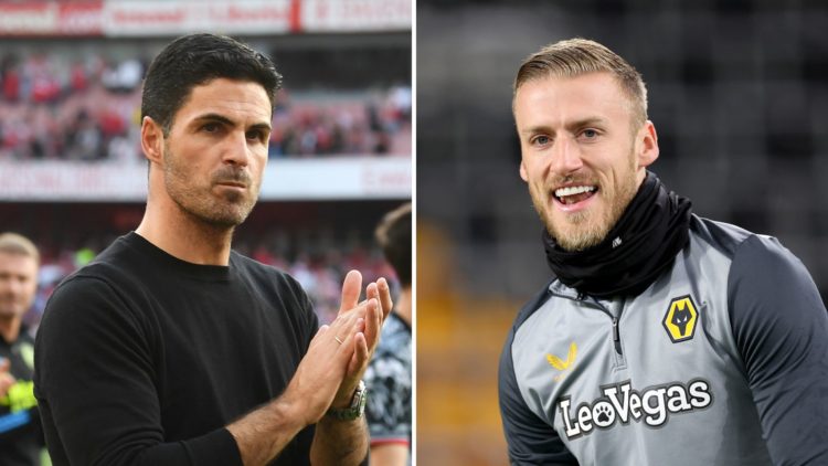 Split image of Daniel Bentley of Wolverhampton Wanderers and Mikel Arteta, manager of Arsenal.