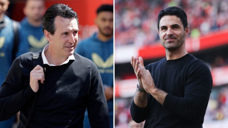 Split image of Unai Emery and Mikel Arteta.