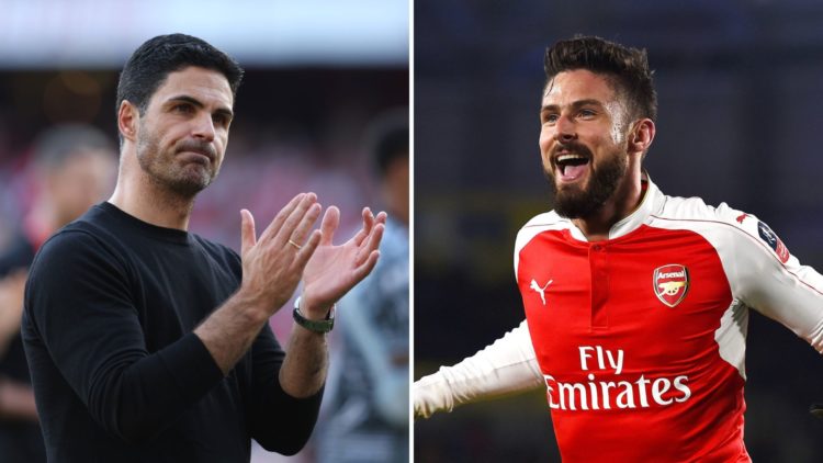 Split image of Mikel Arteta and Olivier Giroud.