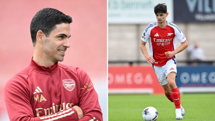 Split image of Mikel Arteta and Charlie Patino.