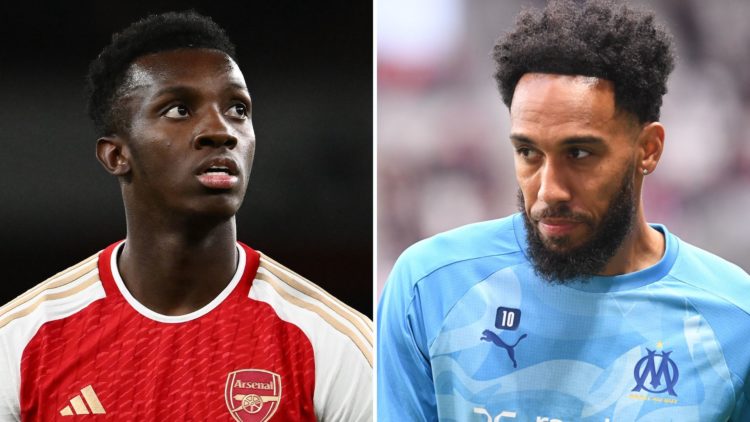 Split image of Pierre-Emerick Aubameyang and Eddie Nketiah.
