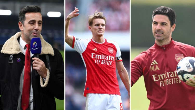 Three image split of Edu Gaspar, Martin Odegaard, and Mikel Arteta.
