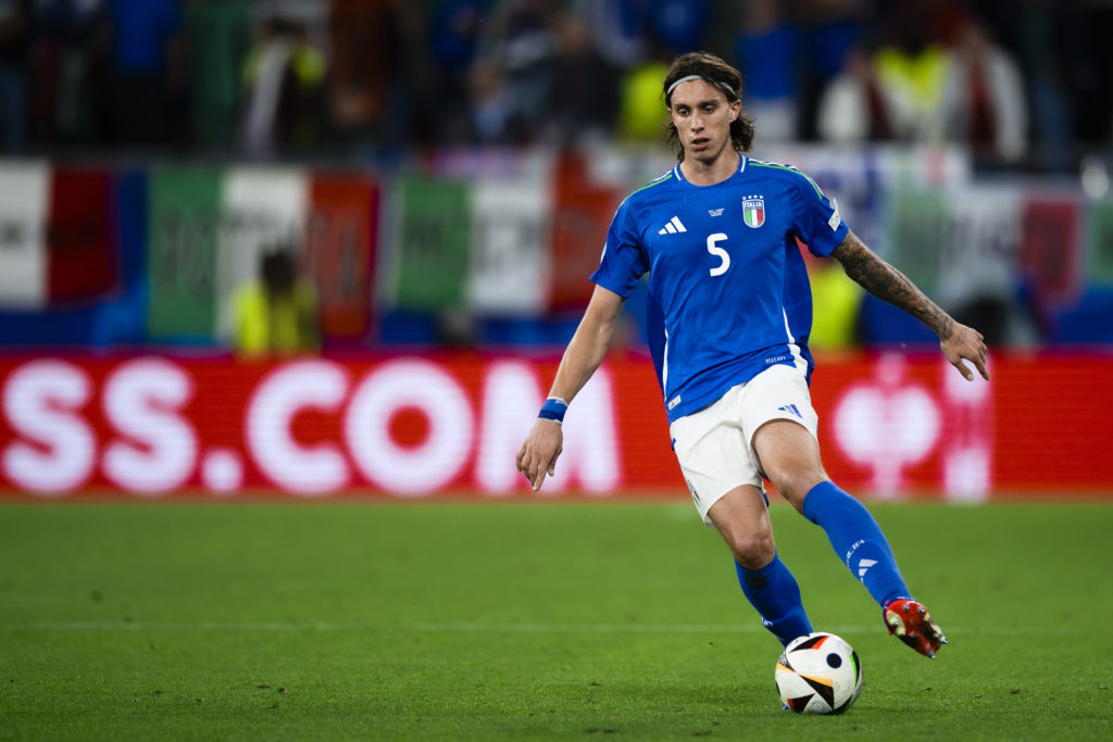 Riccardo Calafiori of Italy in action during the UEFA EURO