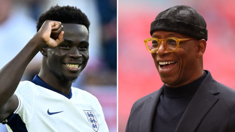 Split image of Bukayo Saka and Ian Wright.