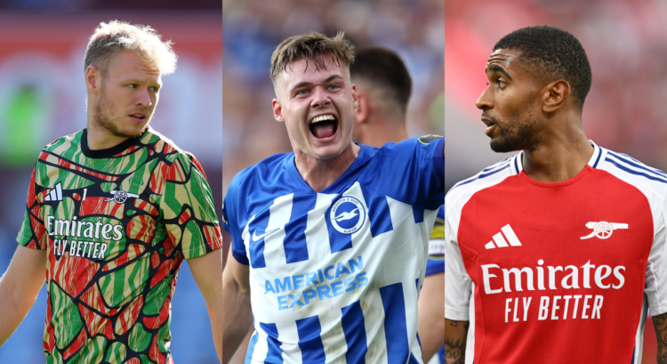 A compilation of images featuring Aaron Ramsdale, Evan Ferguson and Reiss Nelson.