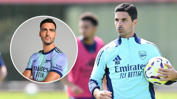 Arsenal manager Mikel Arteta during a training session at Sobha Realty Training Centre. Inset, Mikel Merino.