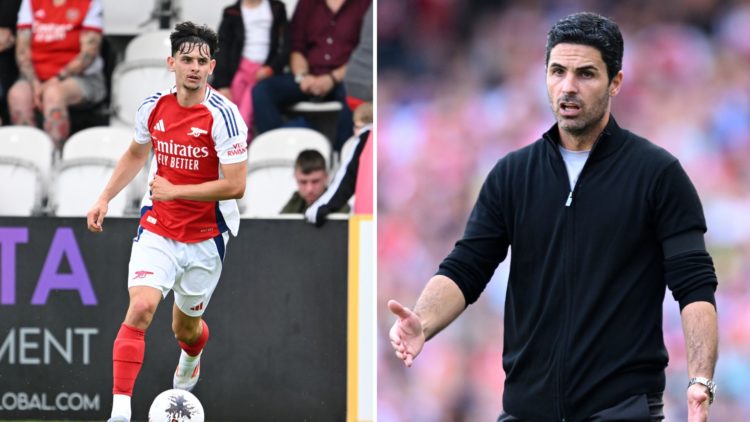 Split image of Charlie Patino and Mikel Arteta.