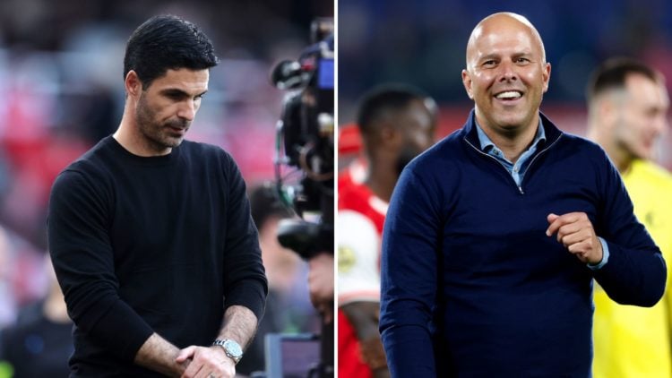 Split image of Mikel Arteta and Arne Slot.