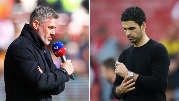 Split image of Jamie Carragher and Mikel Arteta.