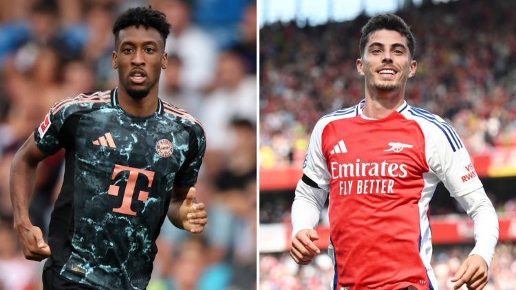 Split image of Kingsley Coman and Kai Havertz.