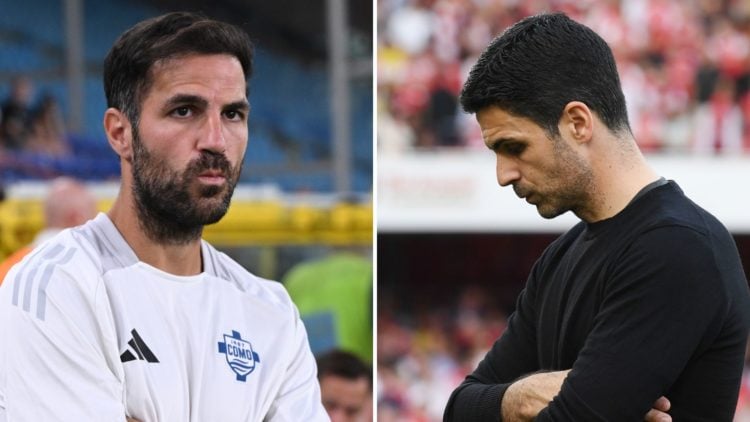 Split image of Cesc Fabregas and Mikel Arteta.