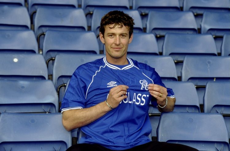 5 Jul 1999:  Chris Sutton the former Blackburn Rovers player signs for Chelsea Football Club for the fee of 10 million pounds during a photo-shoot ...