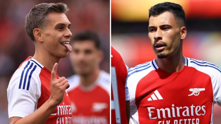 Split image of Leandro Trossard and Gabriel Martinelli.