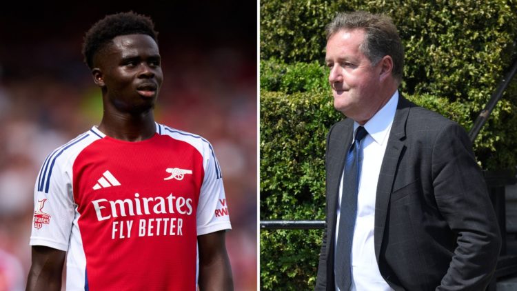 Split image of Bukayo Saka and Piers Morgan.