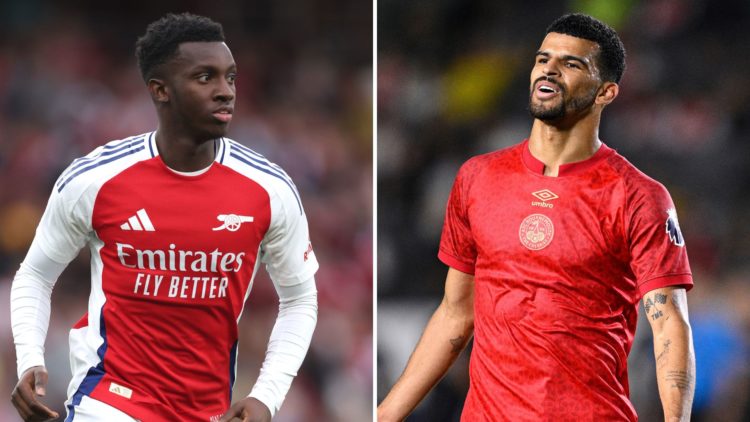 Split image of Eddie Nketiah and Dominic Solanke.