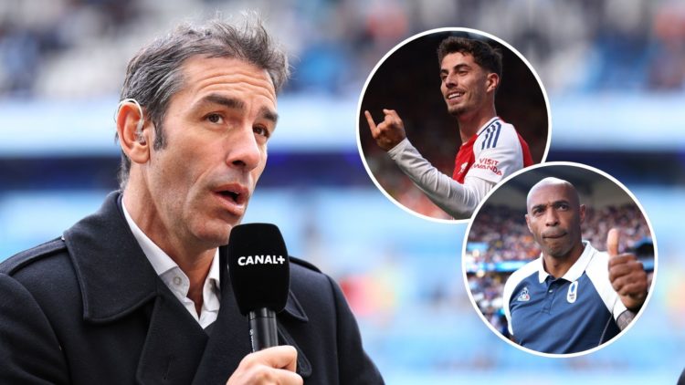 Robert Pires ahead of the Premier League match between Manchester City and Arsenal FC. Inset, Thierry Henry and Kai Havertz.