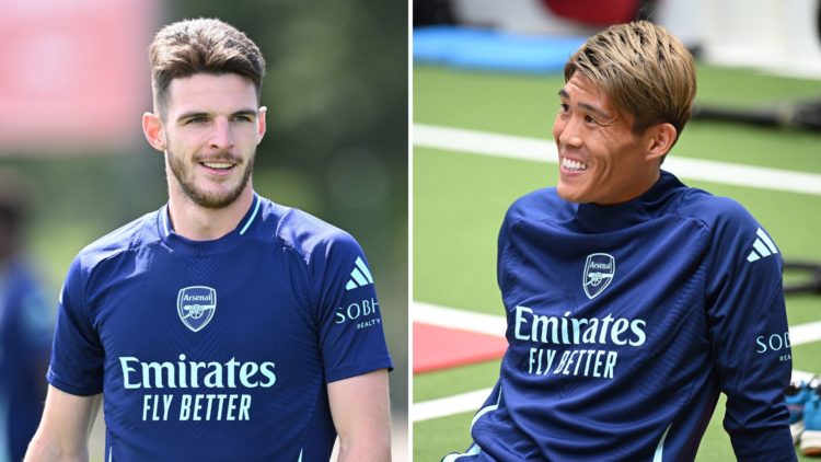 Split image of Declan Rice and Takehiro Tomiyasu