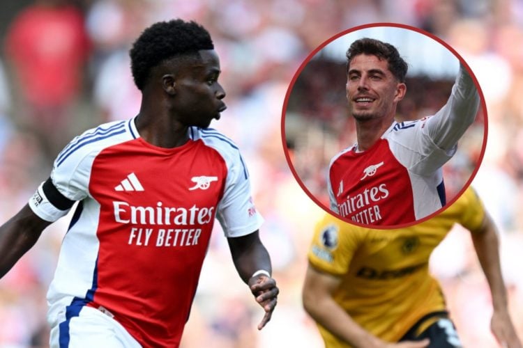 Saka and Havertz (inset) for Arsenal vs Wolves