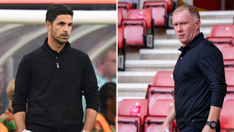Split image of Mikel Arteta and Paul Scholes.