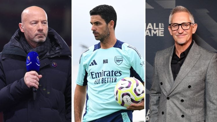 Split image of Alan Shearer, Gary Lineker and Mikel Arteta.