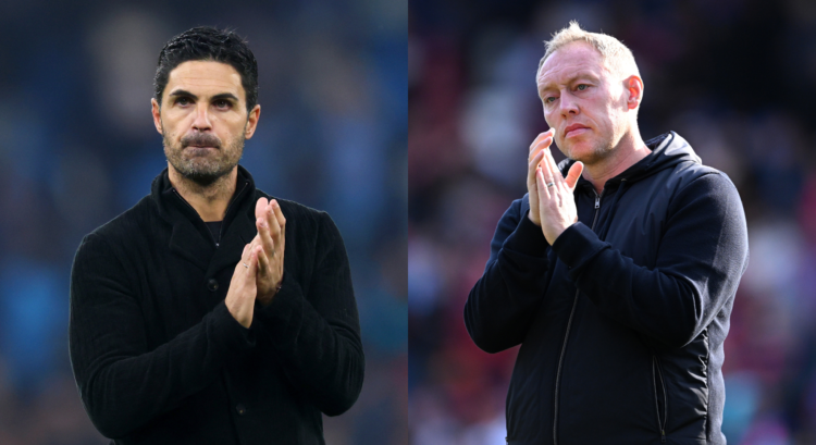 Steve Cooper and Mikel Arteta both applaud fans.
