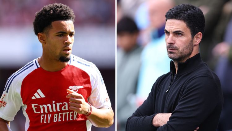 Split image of Ethan Nwaneri and Mikel Arteta.