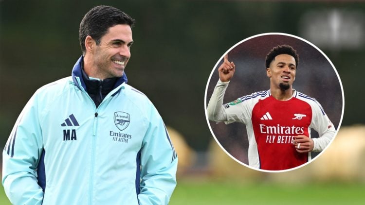 Arsenal manager Mikel Arteta during a training sesssion at Sobha Realty Training Centre. Inset, Ethan Nwaneri.