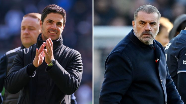 Split image of Mikel Arteta and Ange Postecoglou.