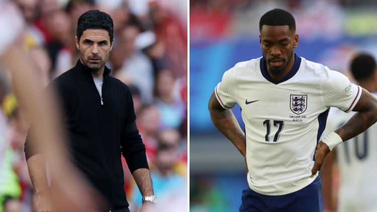 Split image of Mikel Arteta and Ivan Toney of England.