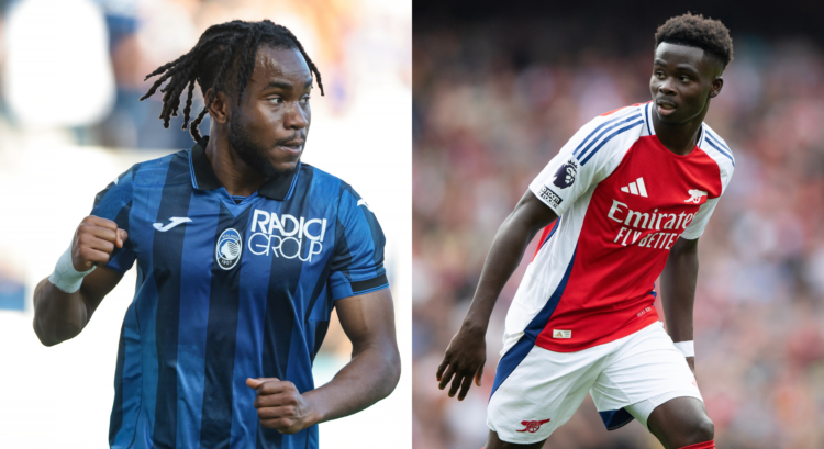 An image featuring Ademola Lookman and Bukayo Saka.