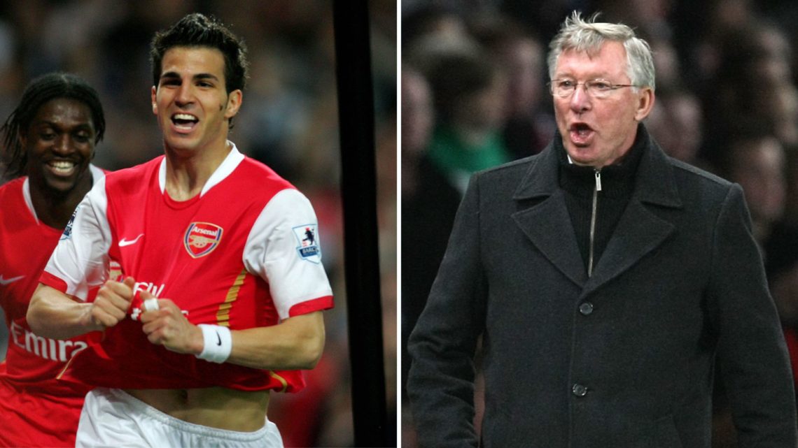 Split image of Cesc Fabregas of Arsenal and Sir Alex Ferguson.