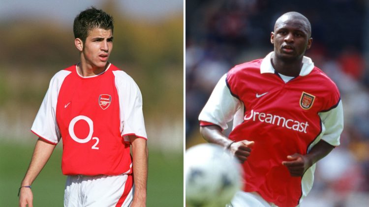 Split image of Cesc Fabregas and Patrick Vieira.