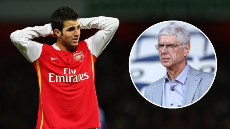 Cesc Fabregas of Arsenal looks dejected after the Barclays Premier League match. Inset, Arsene Wenger.