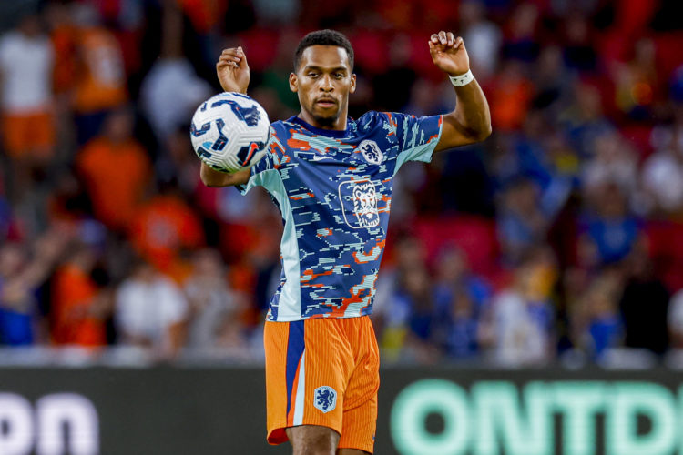 Eindhoven, Netherlands - September 7: Jurrien Timber of the Netherlands looks on during the UEFA Nations League 2024/2025 League A - Group 3 match ...