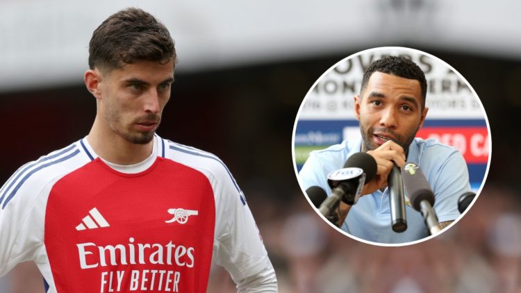 Kai Havertz of Arsenal in action during the Premier League match. Inset, Jermaine Pennant.