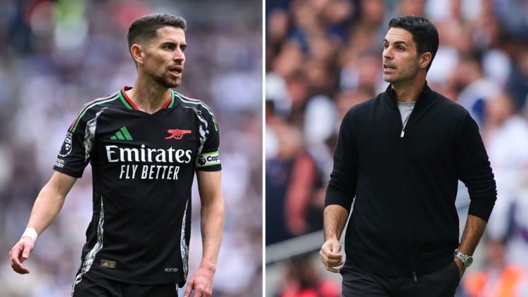 Split image of Jorginho and Mikel Arteta.