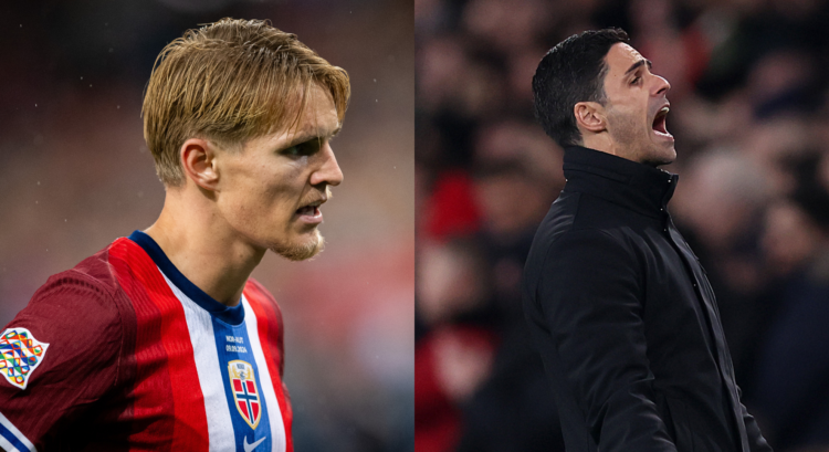 An image featuring Mikel Arteta and Martin Odegaard.