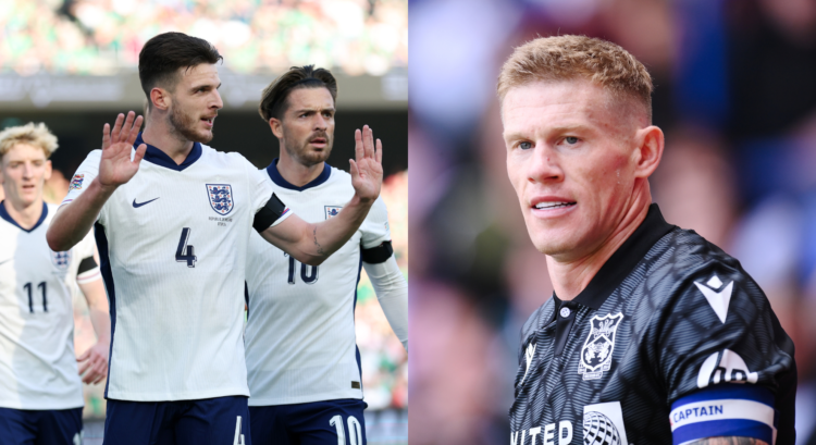 A compilation of images featuring Declan Rice and James McClean.