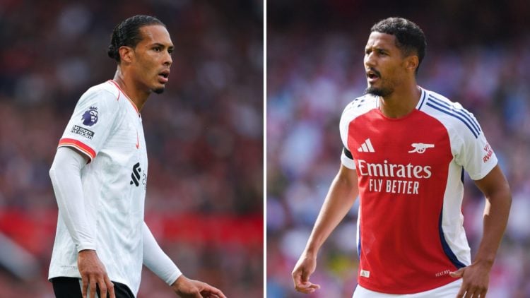 Split image of Virgil van Dijk and William Saliba.