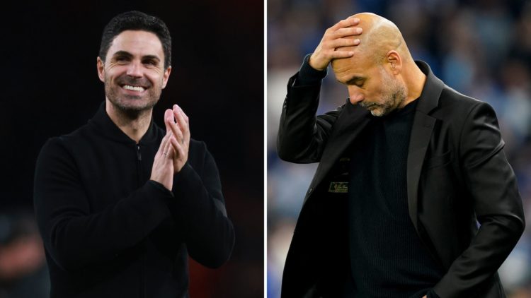 Split image of Mikel Arteta and Pep Guardiola.
